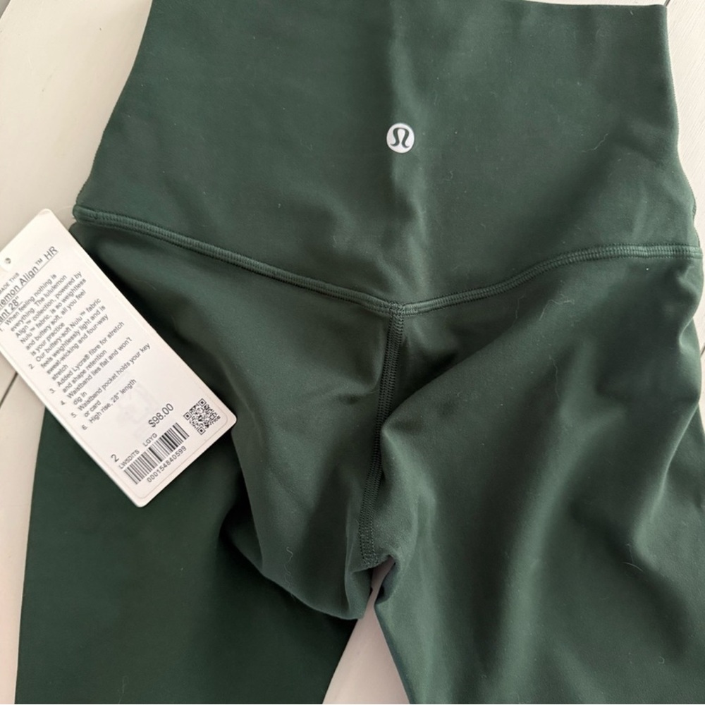 Lululemon Dark Green Align Size 2, 28” Leggings NWT